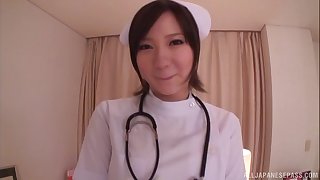 Asian nurse takes a smart dick in the brush indiscretion and rides in reverse cowgirl